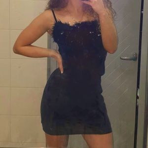 Black feather dress